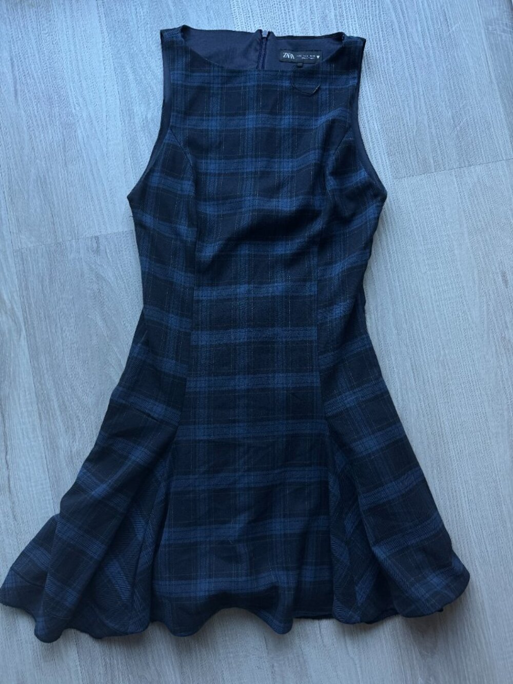Zara Plaid Mini Dress Navy Blue Size S NWT - Picture 11 of 15
